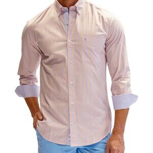 TailorByrd Orange/Blue Vertical Stripe Heritage Shirt